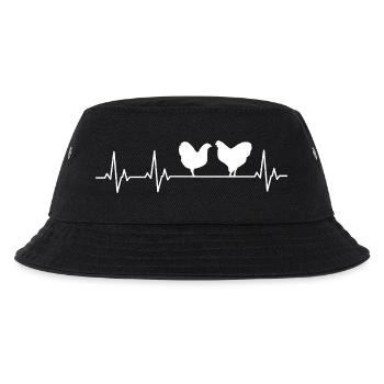 Hühner Fans -  Hahn - Gockel - Küken - Wyandotten - Kinder Bucket Hat - Schwarz - Vorne