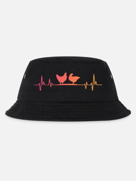 Hennen-Sonnenuntergangs-Herzschlag-Hennen - Kinder Bucket Hat - Schwarz