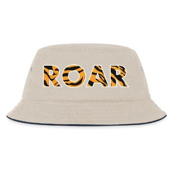 ROAR roar lettering tiger pattern stripes - Kids’ Bucket Hat - ecru/navy - Front