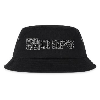 Fisch und Chips Retro Ragged - Kinder Bucket Hat - Schwarz - Vorne