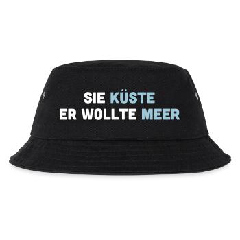 Sie Küste er wollte Meer. Spruch für Verliebte. - Kinder Bucket Hat - Schwarz - Vorne