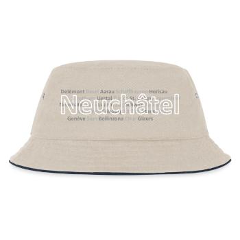 Schweizer Städte Neuchatel - Kinder Bucket Hat - Natur/Navy - Vorne