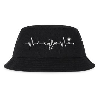 Kaffee Herzschlag Strichzeichnungen - Kinder Bucket Hat - Schwarz - Vorne