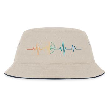 Retro Heartbeat Kompass - Kinder Bucket Hat - Natur/Navy - Vorne
