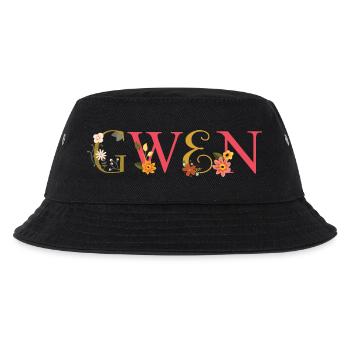 GWEN name decorated with flowers - Kids’ Bucket Hat - black - Front