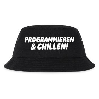 Programming & Chill – Large block font - Kids’ Bucket Hat - black - Front
