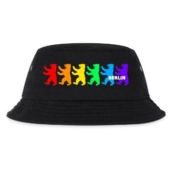 Berliner Bären / Regenbogenfarben - Kinder Bucket Hat - Schwarz - Vorne