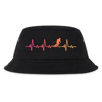 Skifahren Sonnenuntergangs-Herzschlag-Skifahren - Kinder Bucket Hat - Schwarz - Vorne
