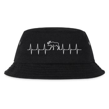 Elch Herzschlag Moose Heartbeat Design - Kinder Bucket Hat - Schwarz - Vorne