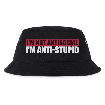 not antisocial anti stupid - Kids’ Bucket Hat - black - Front