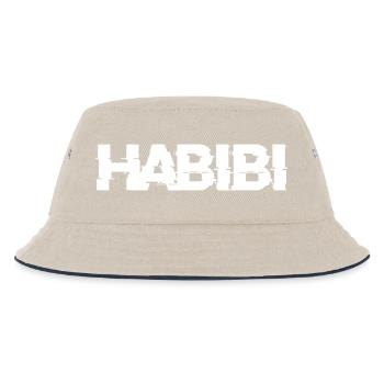 Habibi Schriftzug - Kinder Bucket Hat - Natur/Navy - Vorne