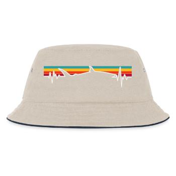 Retro Sonnenuntergang Wolf Pulse - Kinder Bucket Hat - Natur/Navy - Vorne