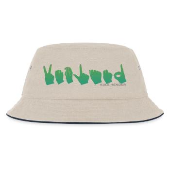 Handalphabet Vetland grüner Farbverlauf 2 - Kinder Bucket Hat - Natur/Navy - Vorne