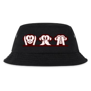 3 Wise Monkeys Hear Nothing Say See Monkey Fun - Kids’ Bucket Hat - black - Front