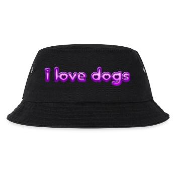 Text I love dogs - Kinder Bucket Hat - Schwarz - Vorne