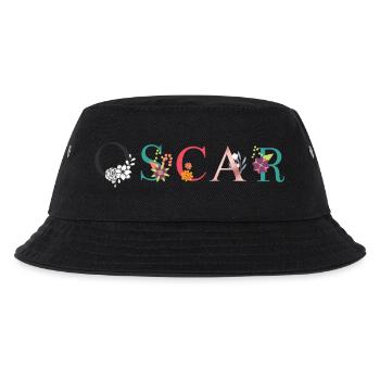 OSCAR Namenskunst mit gestickten Blumen - Kinder Bucket Hat - Schwarz - Vorne