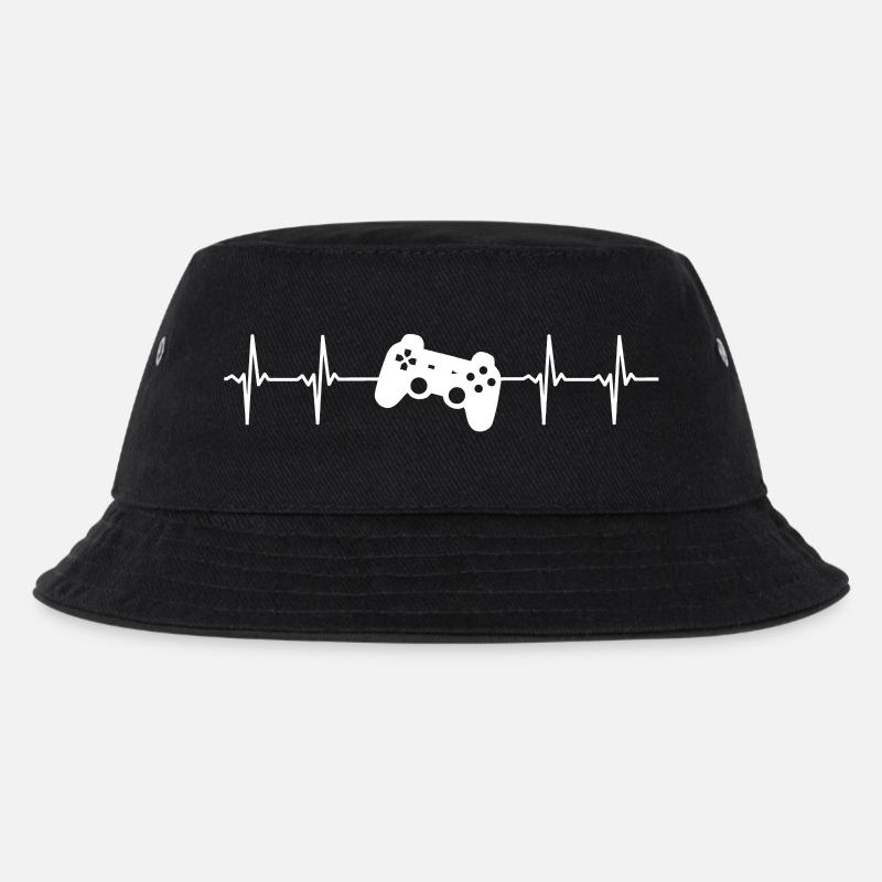 Heartbeat Gaming Controller - Kids’ Bucket Hat - black