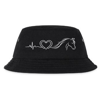 Pferde Herzschlag – Reiterin Geschenkidee - Kinder Bucket Hat - Schwarz - Vorne
