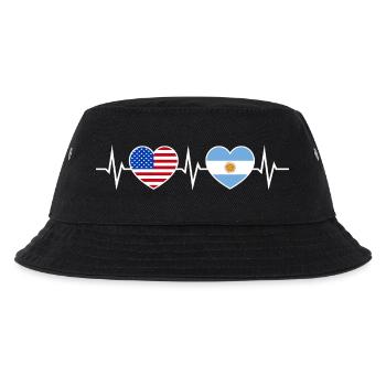 Argentinien USA Herzschlag Liebe Freundschaft - Kinder Bucket Hat - Schwarz - Vorne