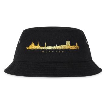 Münchener Skyline (Vintage/Goldgelb) München - Kinder Bucket Hat - Schwarz - Vorne
