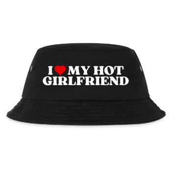 I love my hot girlfriend! süßer couple Spruch cool - Kinder Bucket Hat - Schwarz - Vorne