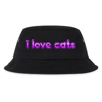 Text I love cats - Kinder Bucket Hat - Schwarz - Vorne
