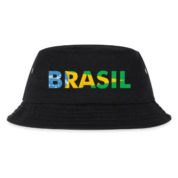 Brasilien Flaggendesign in Nationalfarben - Kinder Bucket Hat - Schwarz - Vorne