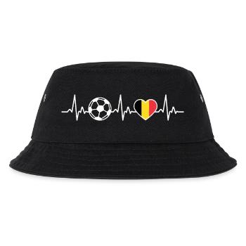 Belgien Fußball Herzschlag Belgische Flagge - Kinder Bucket Hat - Schwarz - Vorne