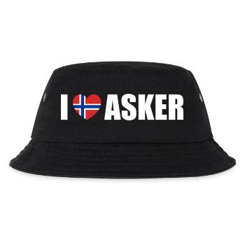 I love Asker Norwegen - Kinder Bucket Hat - Schwarz - Vorne