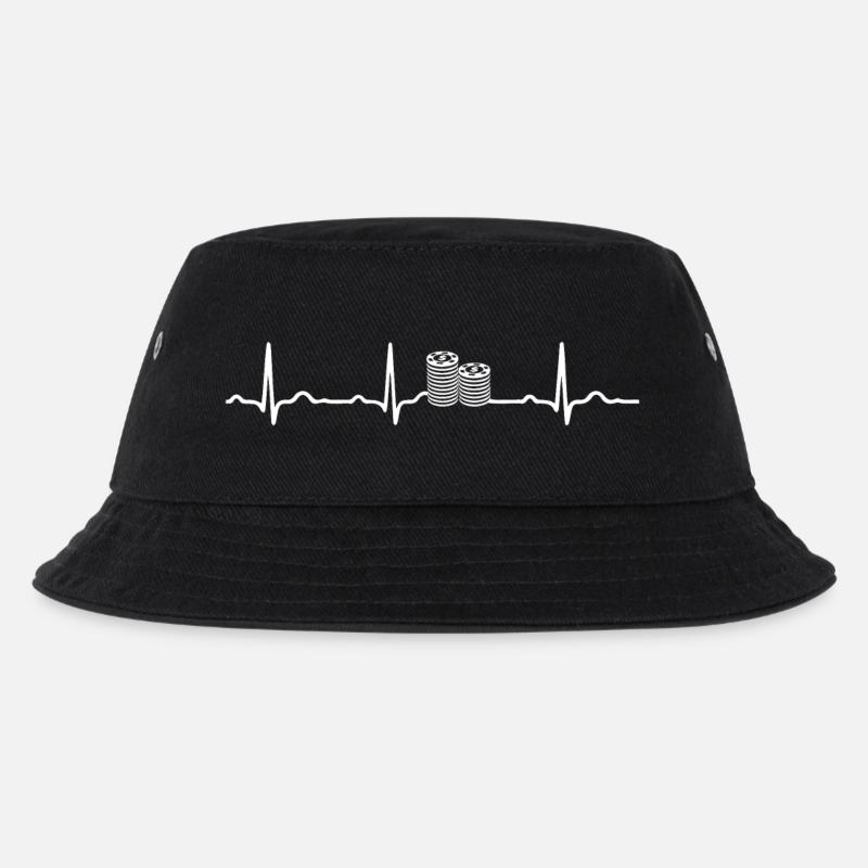 GESCHENK - EKG HERZLINIE POKER CASINO White - Kinder Bucket Hat - Schwarz