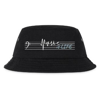 Music is life - bass clef - Kids’ Bucket Hat - black - Front