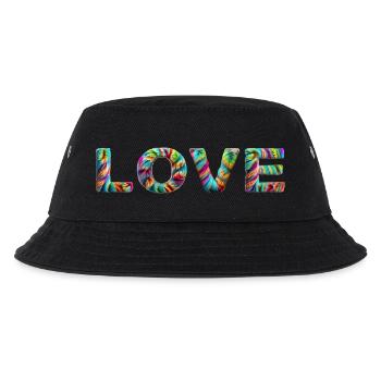 LOVE Zotteliges Fell Bunt - Kinder Bucket Hat - Schwarz - Vorne