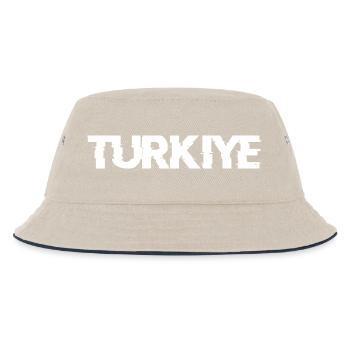 Türkiye Glitch | Türkei Schriftzug - Kinder Bucket Hat - Natur/Navy - Vorne