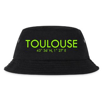 Toulouse France Coordinates Latitude Longitude - Kinder Bucket Hat - Schwarz - Vorne