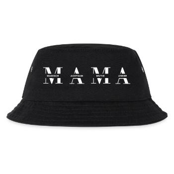 Horizontales MAMA Design in Weiß für dunkle Mode - Kinder Bucket Hat - Schwarz - Vorne