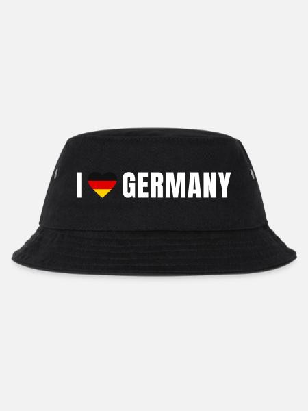 Germany Herz – Deutschland Flaggenherz - Kinder Bucket Hat - Schwarz