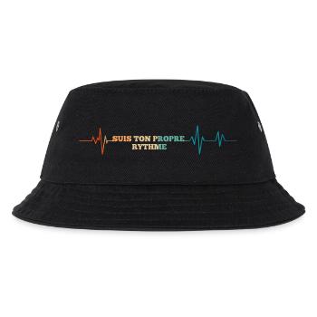 Retro-Herzschlag Folgen Sie Ihrem eigenen Rhythmus - Kinder Bucket Hat - Schwarz - Vorne