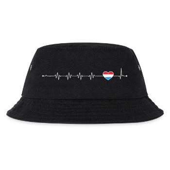 Blauer Akzent Herzschlag-Linie - Kinder Bucket Hat - Schwarz - Vorne