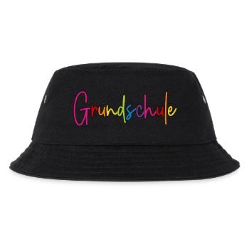 Grundschule Schrift bunt Regenbogen Farben - Kinder Bucket Hat - Schwarz - Vorne