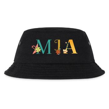 MIA Namenskunst mit gestickten Blumen - Kinder Bucket Hat - Schwarz - Vorne