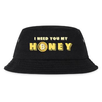 Honig und Bitcoin Design - Kinder Bucket Hat - Schwarz - Vorne