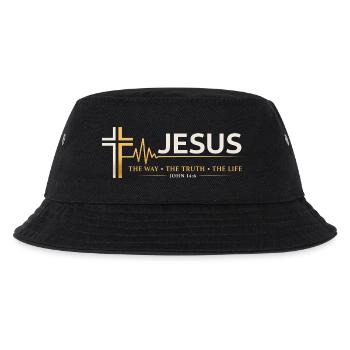 Jesus Bibelvers Der Weg Die Wahrheit Das Leben  - Kinder Bucket Hat - Schwarz - Vorne