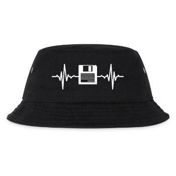 Diskette Herzschlag - Kinder Bucket Hat - Schwarz - Vorne