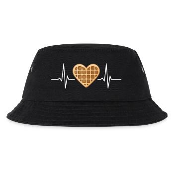 Waffel Herzschlag Ironischer Waffel-Liebhaber - Kinder Bucket Hat - Schwarz - Vorne