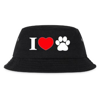 "I love" with paw print - Kids’ Bucket Hat - black - Front
