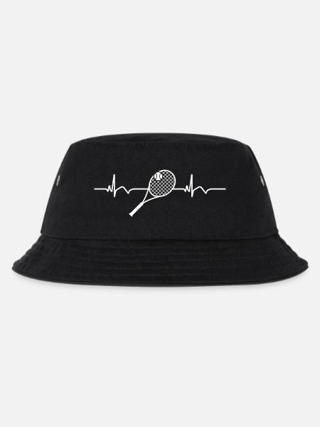 Tennisschläger Tennisball Tennis EKG Herzschlag - Kinder Bucket Hat - Schwarz