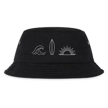 Welle Surfbrett Sonne - Kinder Bucket Hat - Schwarz - Vorne