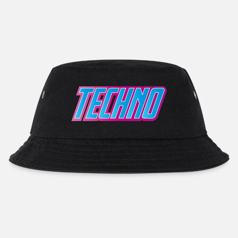 Techno Festival - Kinder Bucket Hat - Schwarz