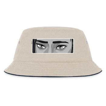 Cait Eyes BW - Kinder Bucket Hat - Natur/Navy - Vorne