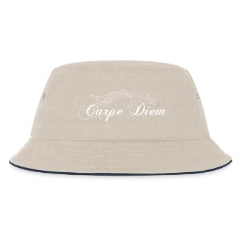 Carpe Diem verziert weiss - Kinder Bucket Hat - Natur/Navy - Vorne